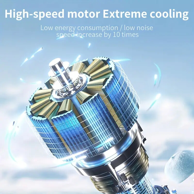 Ice-Cool 4000mAh USB Rechargeable Handheld Mini Fan Foldable Neck Stepless Speed