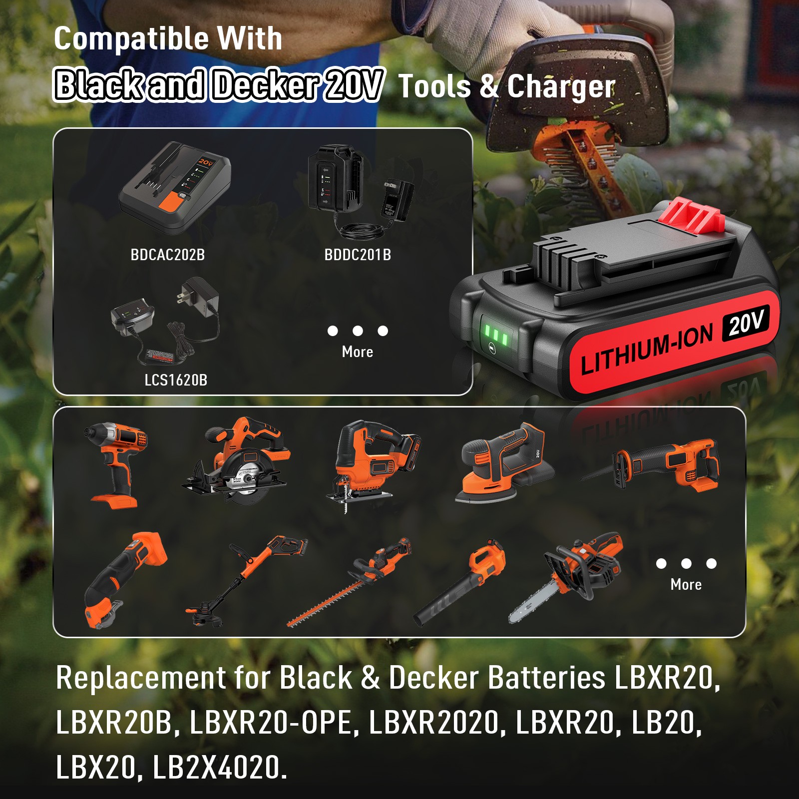 20V 4.0Ah FOR Black & Decker 20 Volt MAX Lithium-ion Battery LBXR20 LBX20 LB20