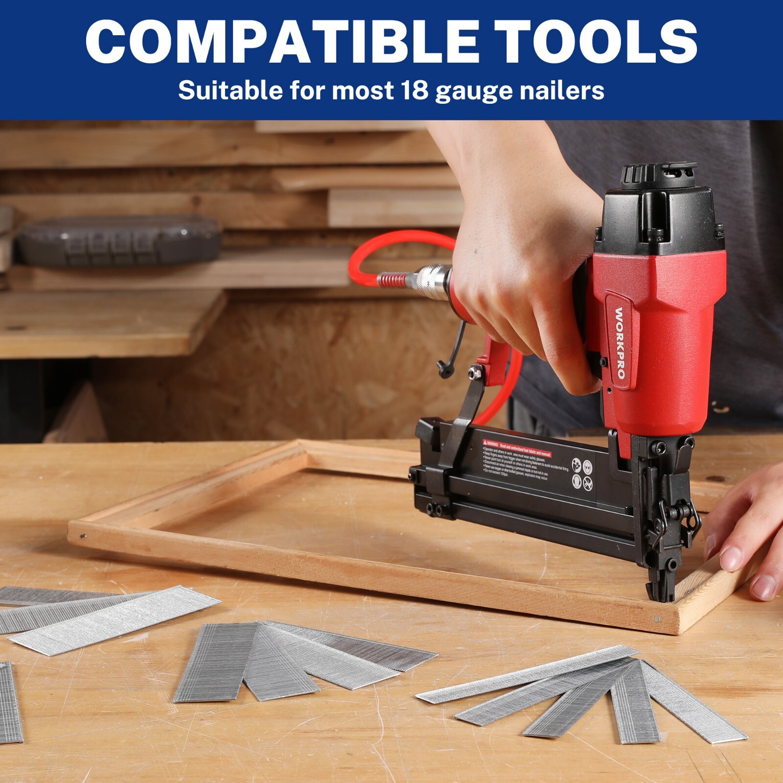 WORKPRO 6000PCS 18 Gauge Brad Nails Universal Brad Nail for Electric Brad Nailer