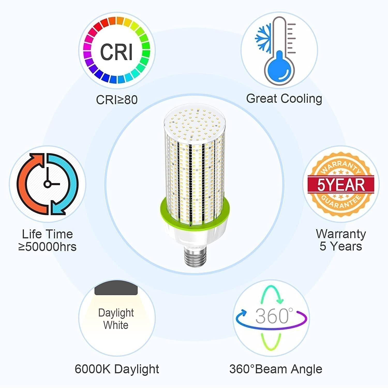 120W LED Corn Light Bulbs E39 Large Base Commercial Industrial HIgh Bay Lighting