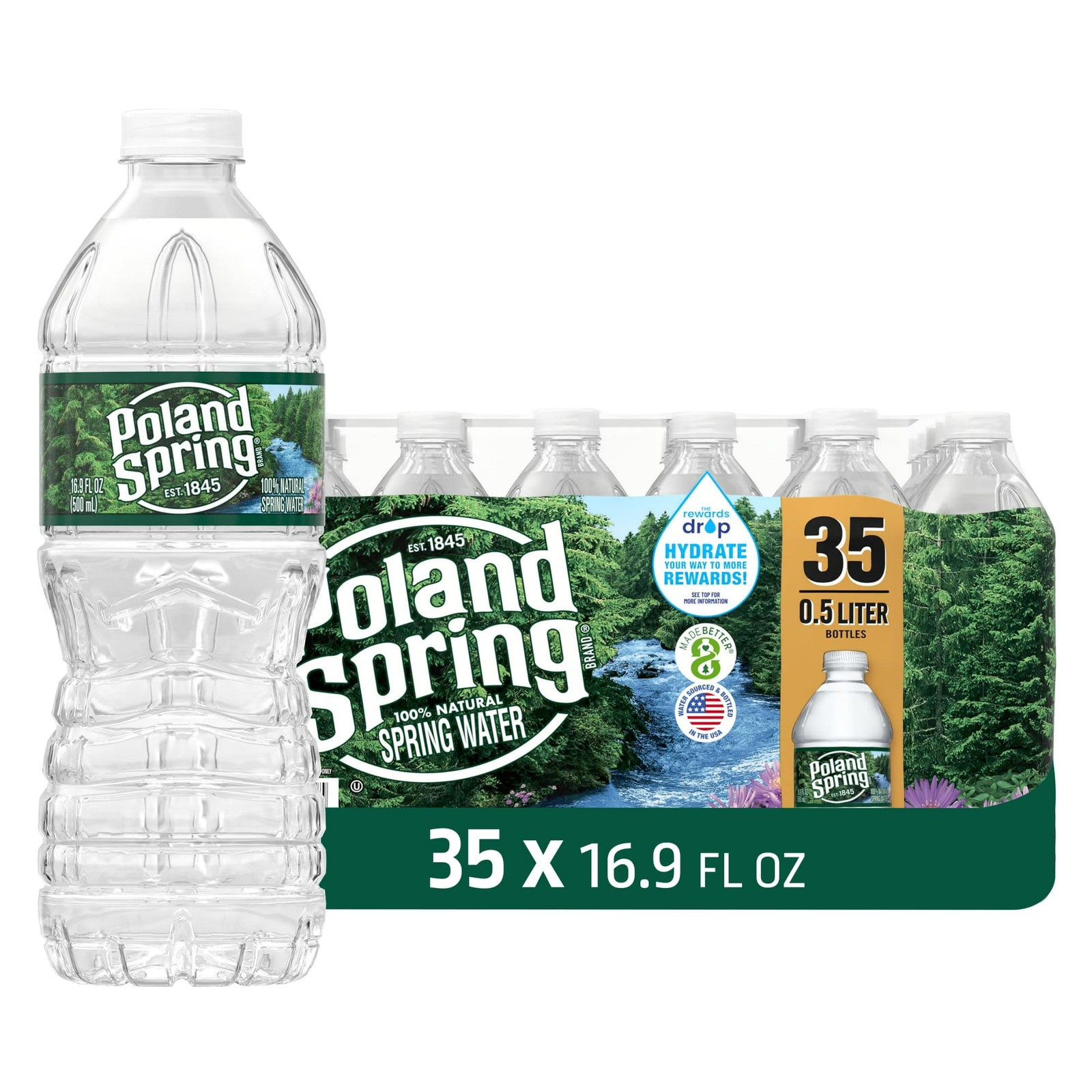 Poland Spring 100% Natural Spring Water, 16.9 Fl Oz (24 Pack)