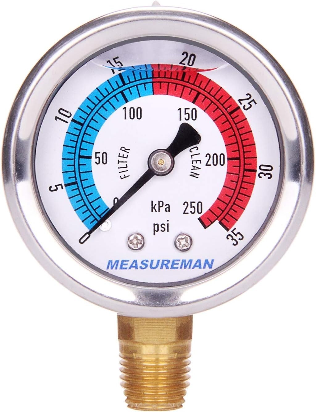 Stainless Steel Pool Filter Pressure Gauge 2″ Dial 0-35psi NPT Mount