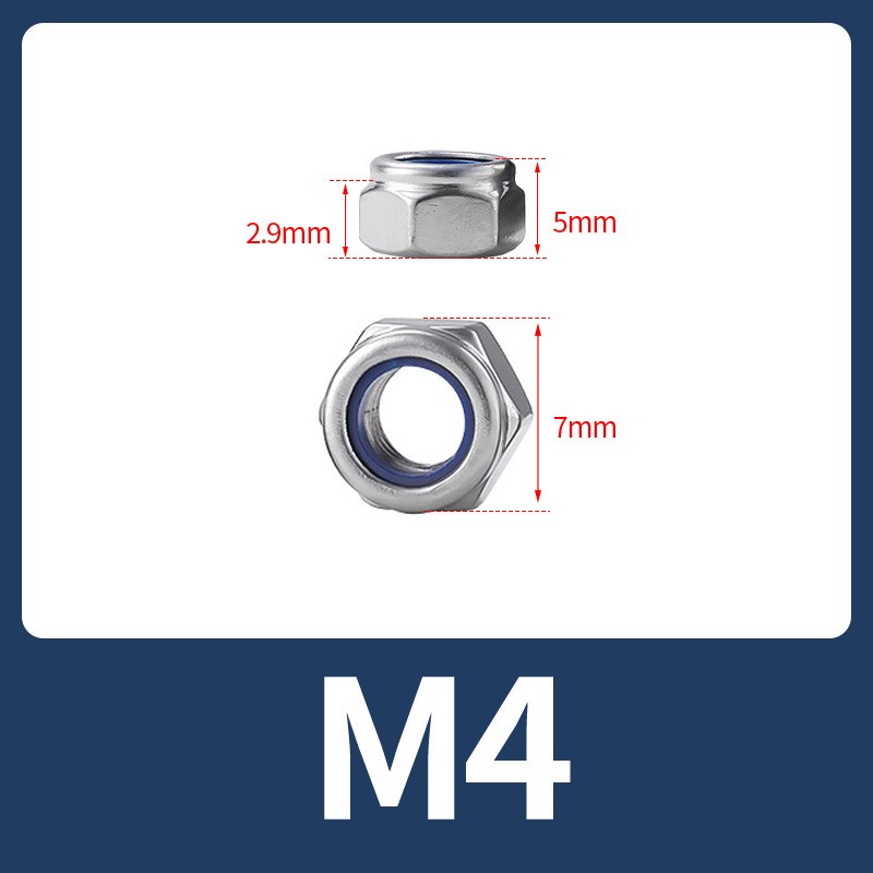 STAINLESS STEEL 201 MARINE GRADE NYLOC NYLOCK NYLON INSERT NUT NUTS M4 TO M12