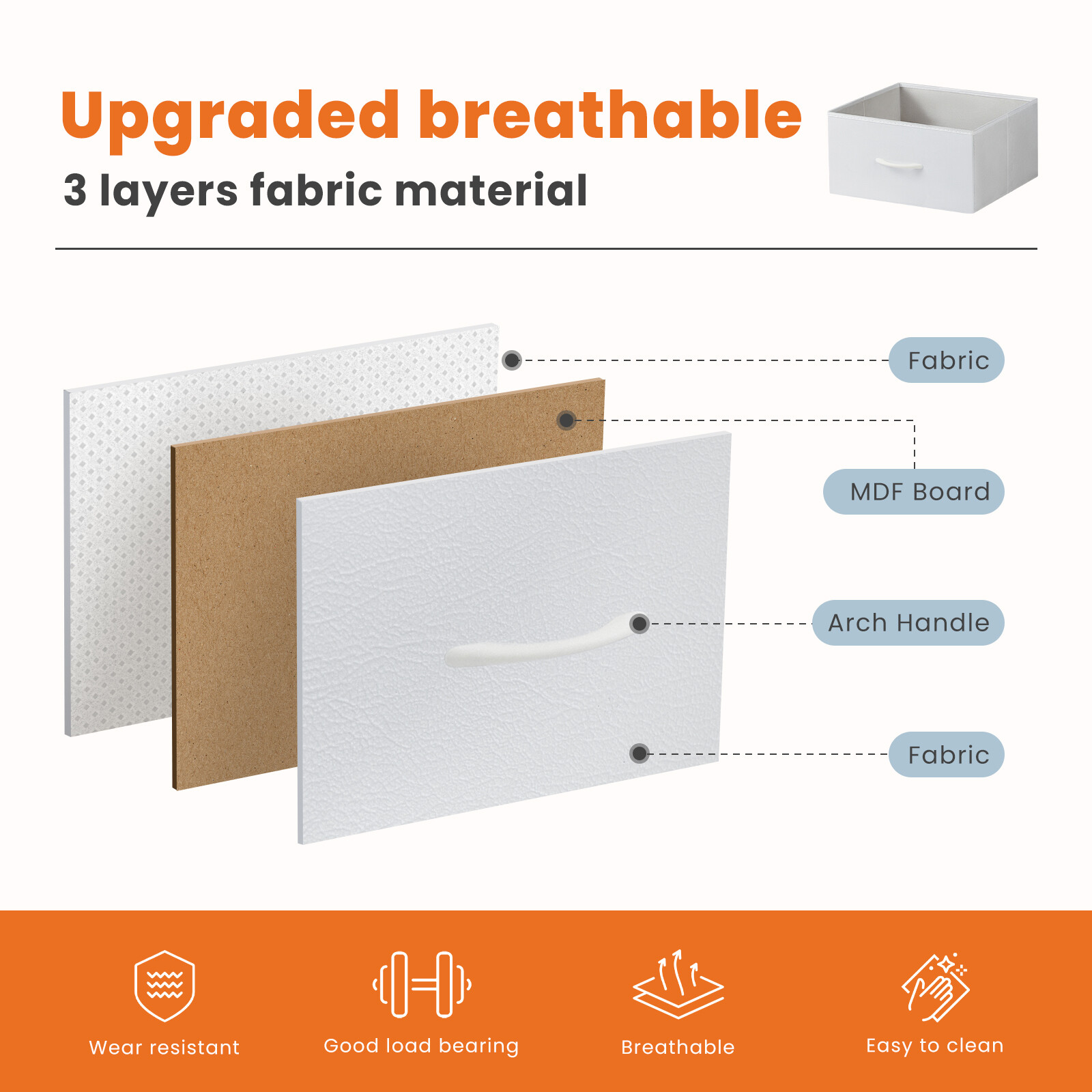 Skinny 4-Drawer Dresser – Fabric Storage Tower, Chest of Drawers for Bedroom