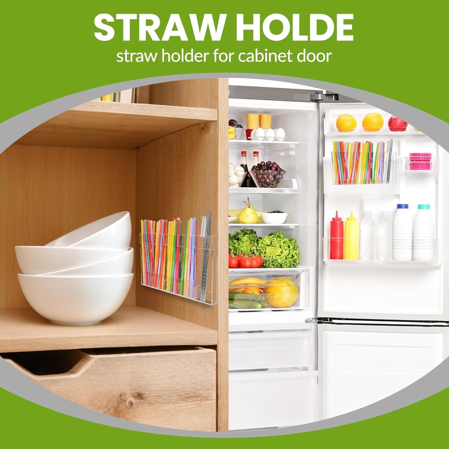 9.8in Acrylic Straw Organizer Cabinet Door Mounted Storage Transparent NEW
