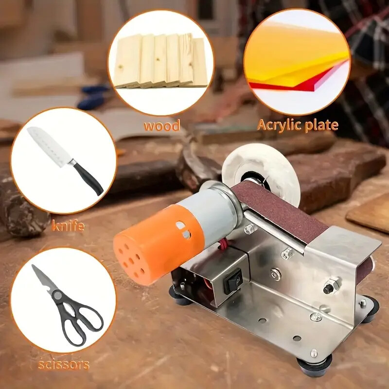 Mini Belt Sander Electric Bench Polisher Grinding Machine Polisher Grinder DIY