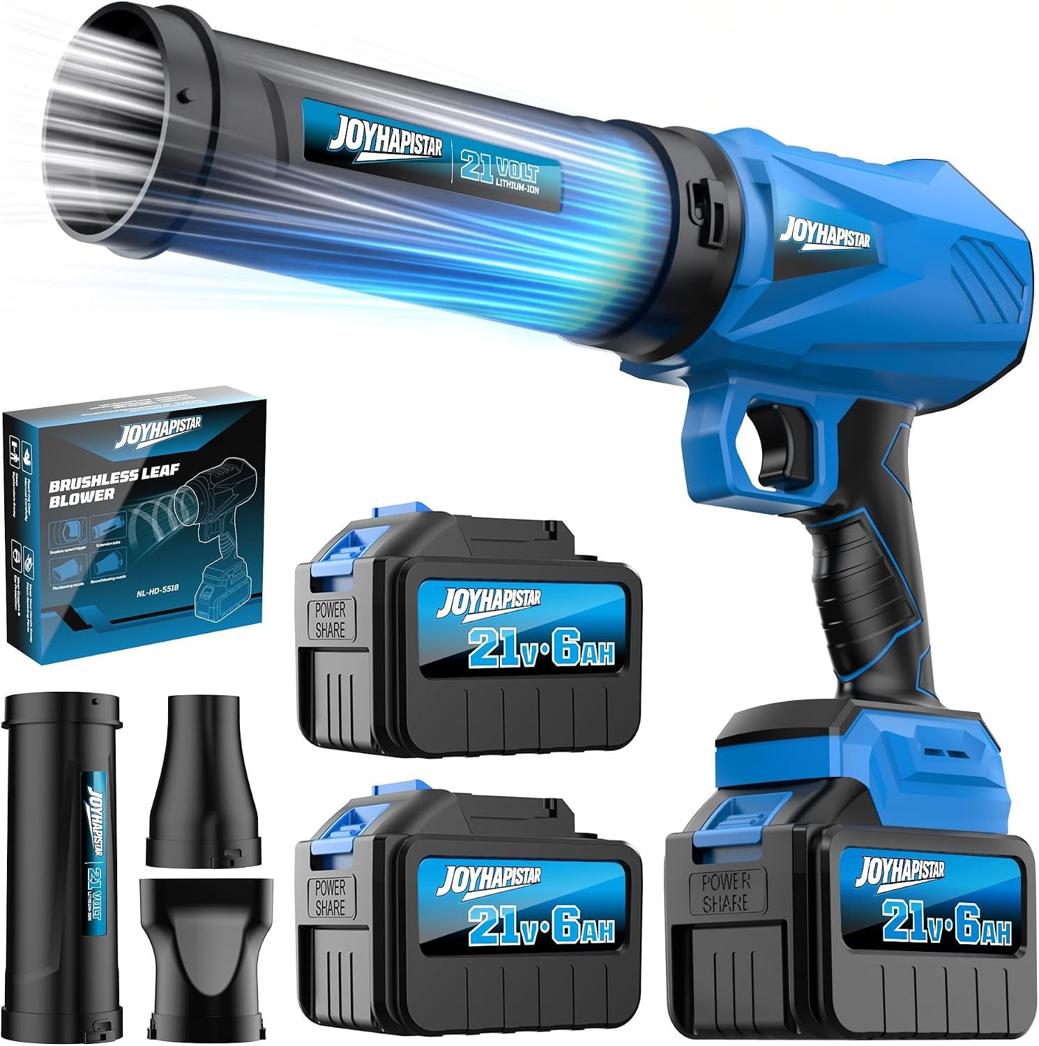 21V Brushless Cordless Leaf Blower 100000 RPM Electric w/2 Batteries 6.0Ah New