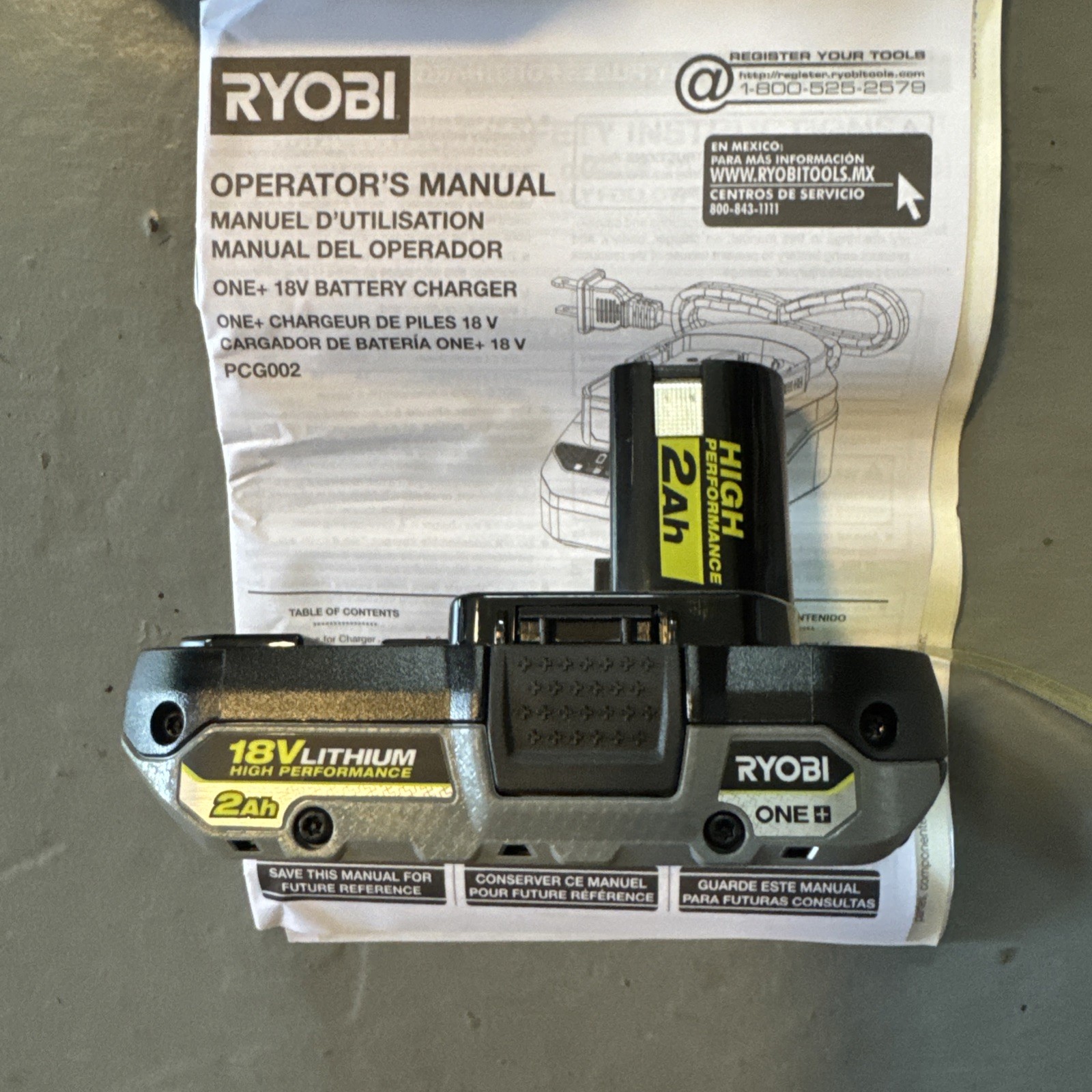 Ryobi ONE+ 18V 2Ah High Performance Lithium Battery PBP003 + PCG002 Charger Kit