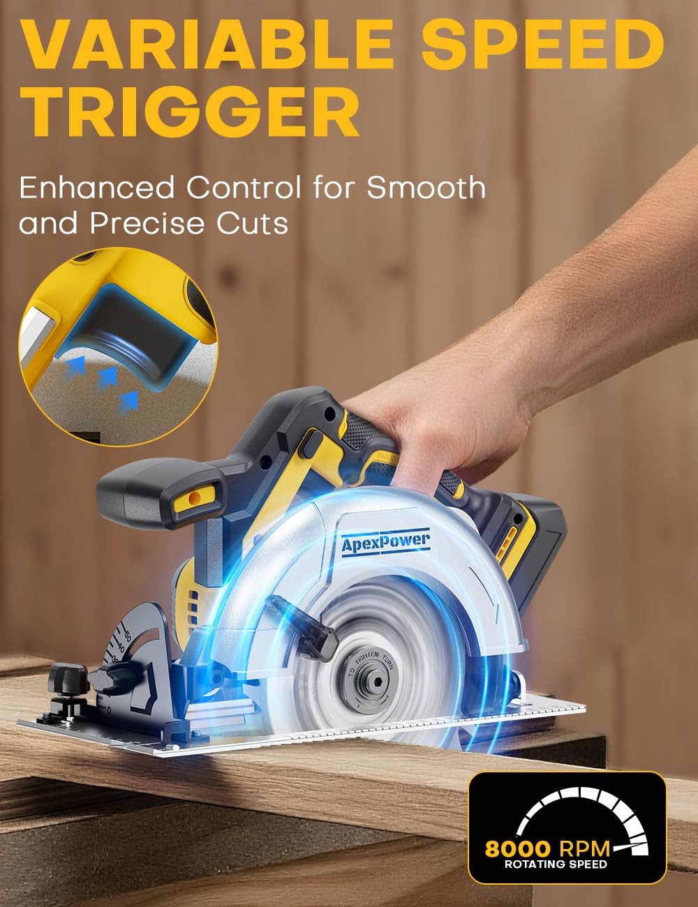 Brushless 6-1/2 Inch Circular Saw, for DeWalt 20V Max Battery, 8000 RPM, 6.2 Lbs