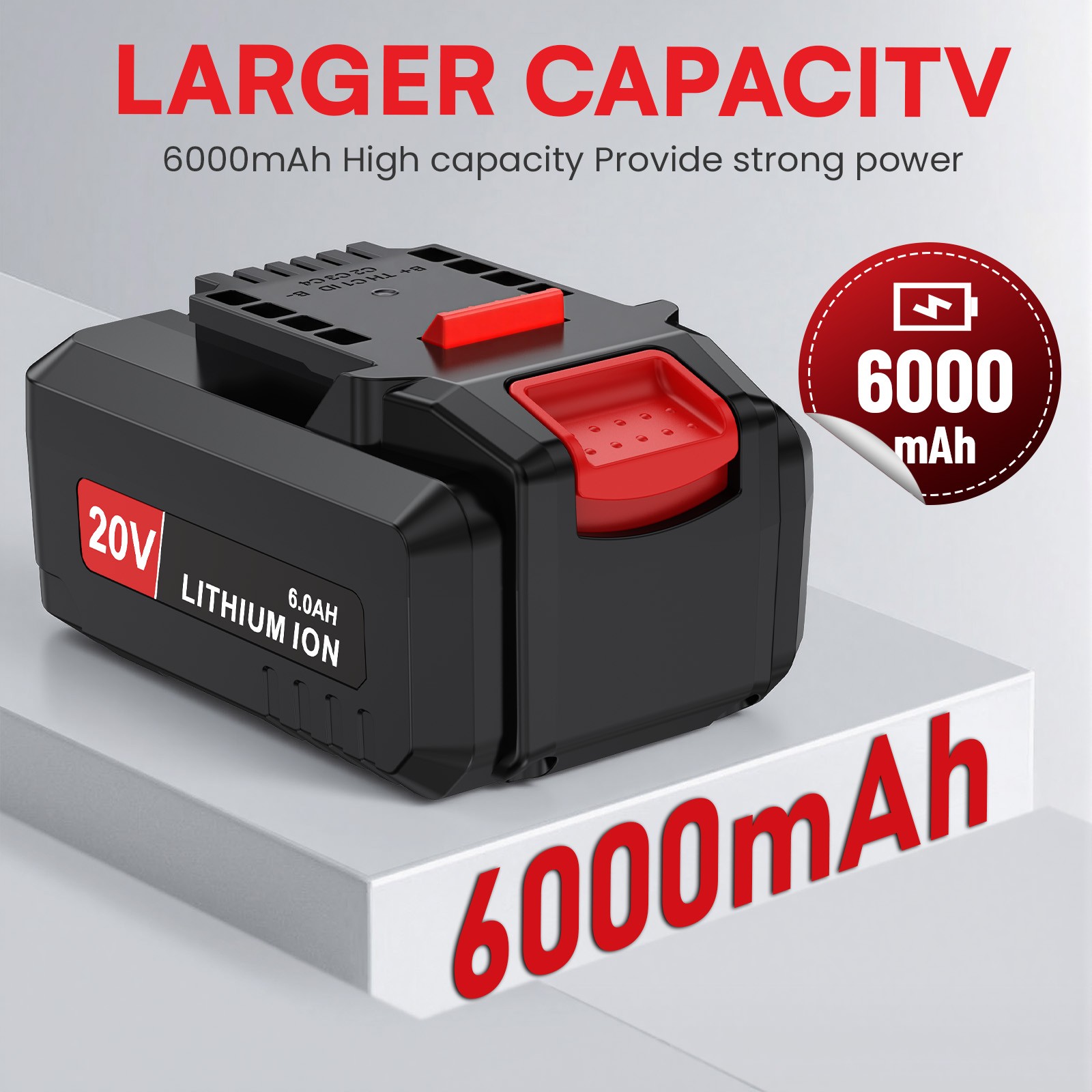 2-pack 20V 6Ah Replacement Battery Lithium for Bauer Power Tool 1704C-B 1906C-B