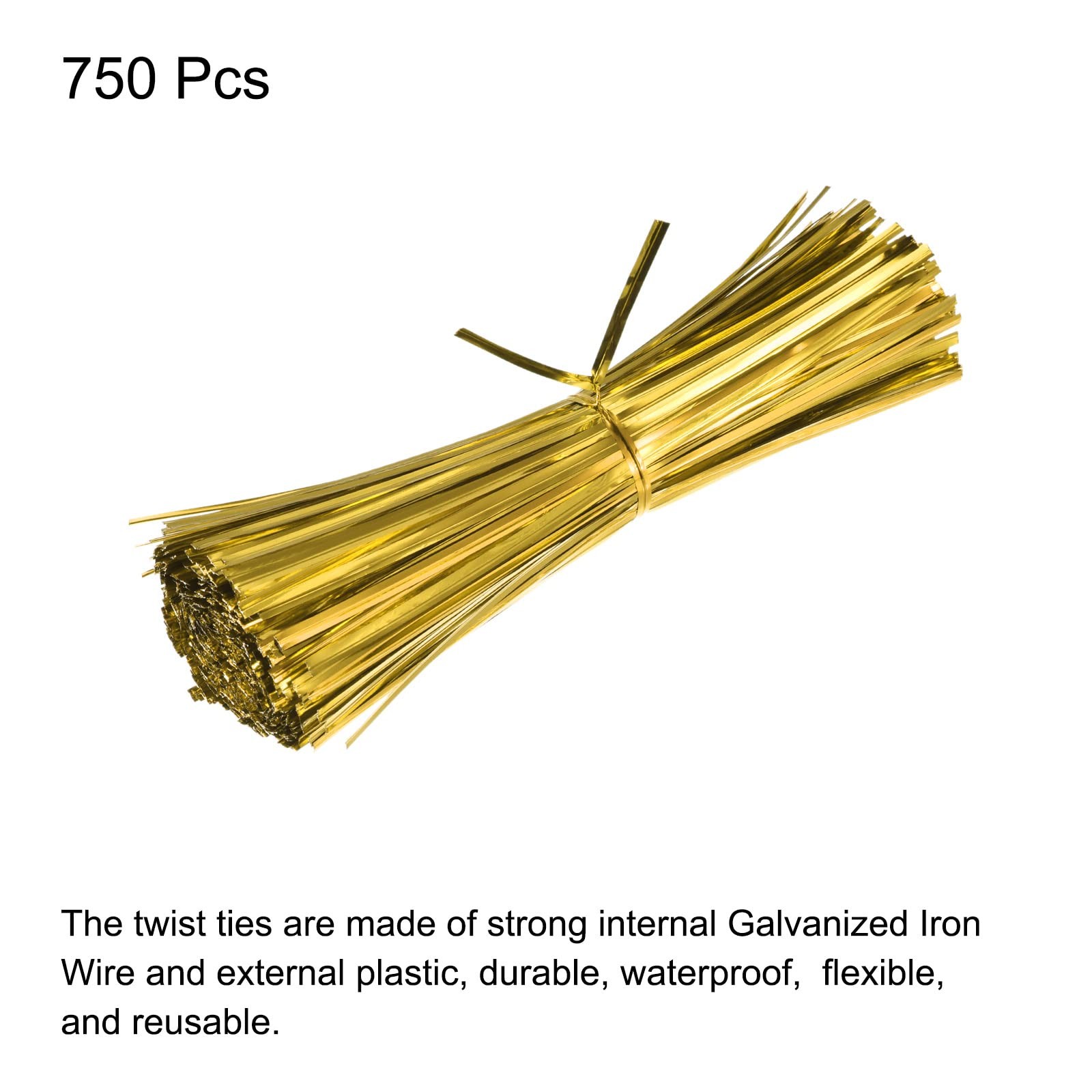 Foil Twist Ties 7″ Metallic Plastic Closure for Bread, Candy, Gifts 750 Pack