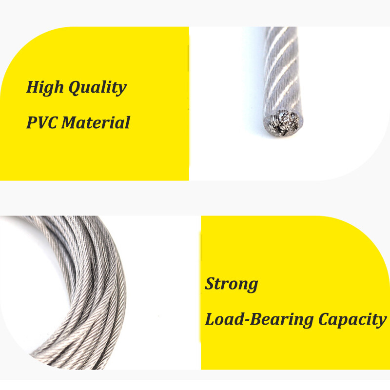 PVC Clear Coated Steel Wire Rope Cable 0.6mm 1mm 3mm 4mm 5mm 6mm 8mm 10mm 12mm