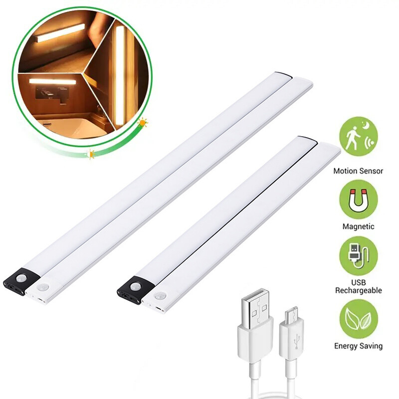 Rechargeable LED Motion Sensor Under Cabinet Closet Light USB Kitchen Lamp Strip