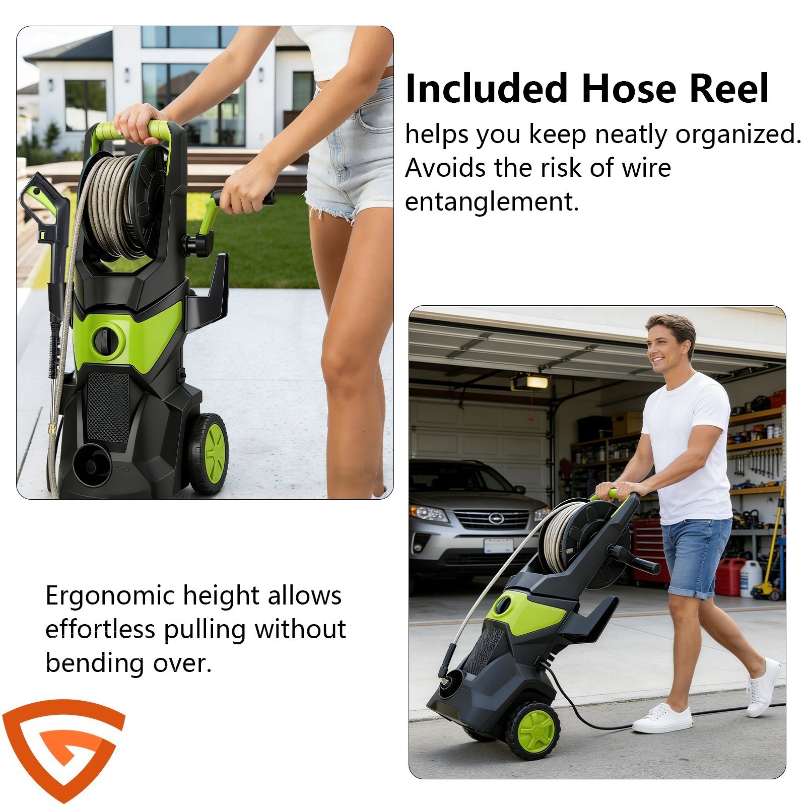 Electric High Pressure Washer 5000PSI 3.2GPM Power Washer With Hose Reel Portabl