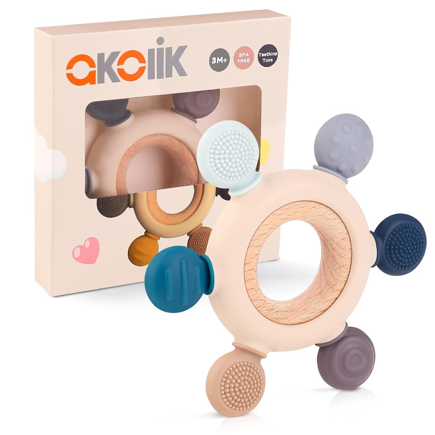 akolik Baby Teething Toys BPA Free Infant Chew Teether for 0-12 Months