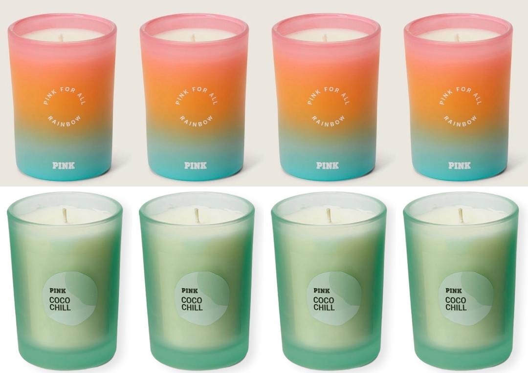 8 Victoria’s Secret Scented Candle Long Burning Rainbow & Coco Chill 6.3 oz