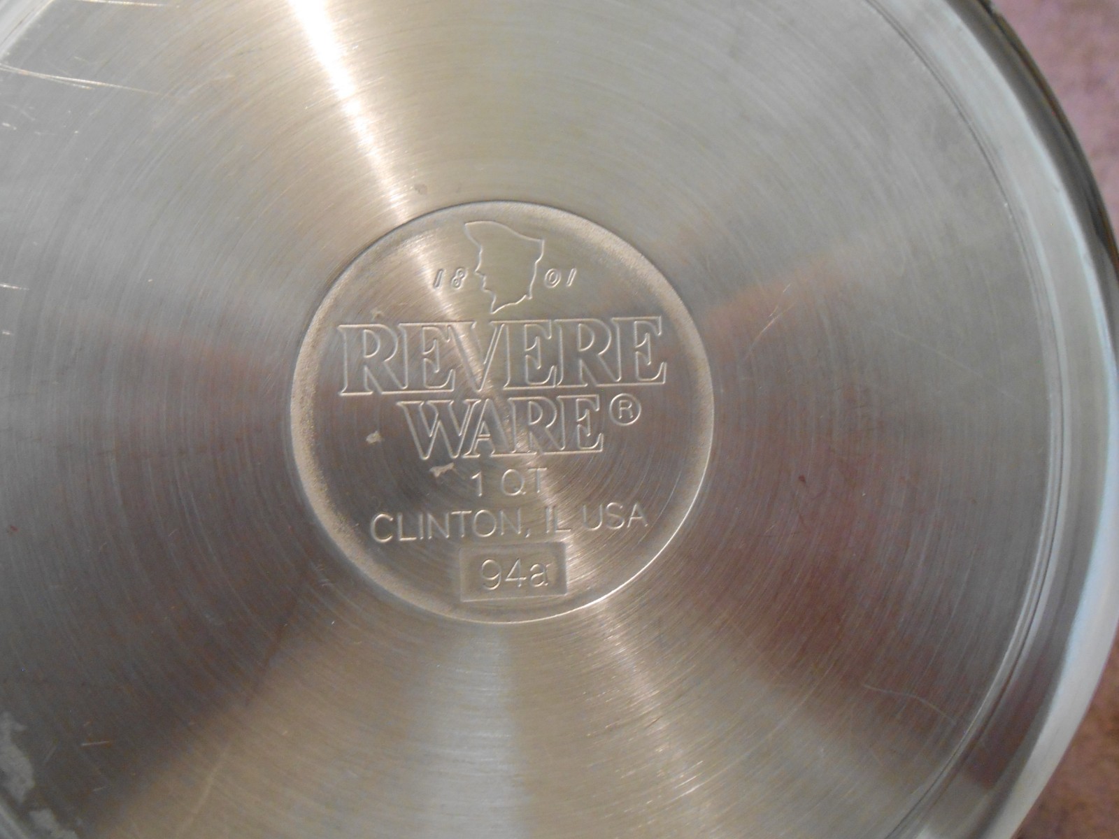 REVERE WARE 1 Qt. Saucepan & Lid USA-1994 Tri-Ply Stainless VERY CLEAN & SHINY!
