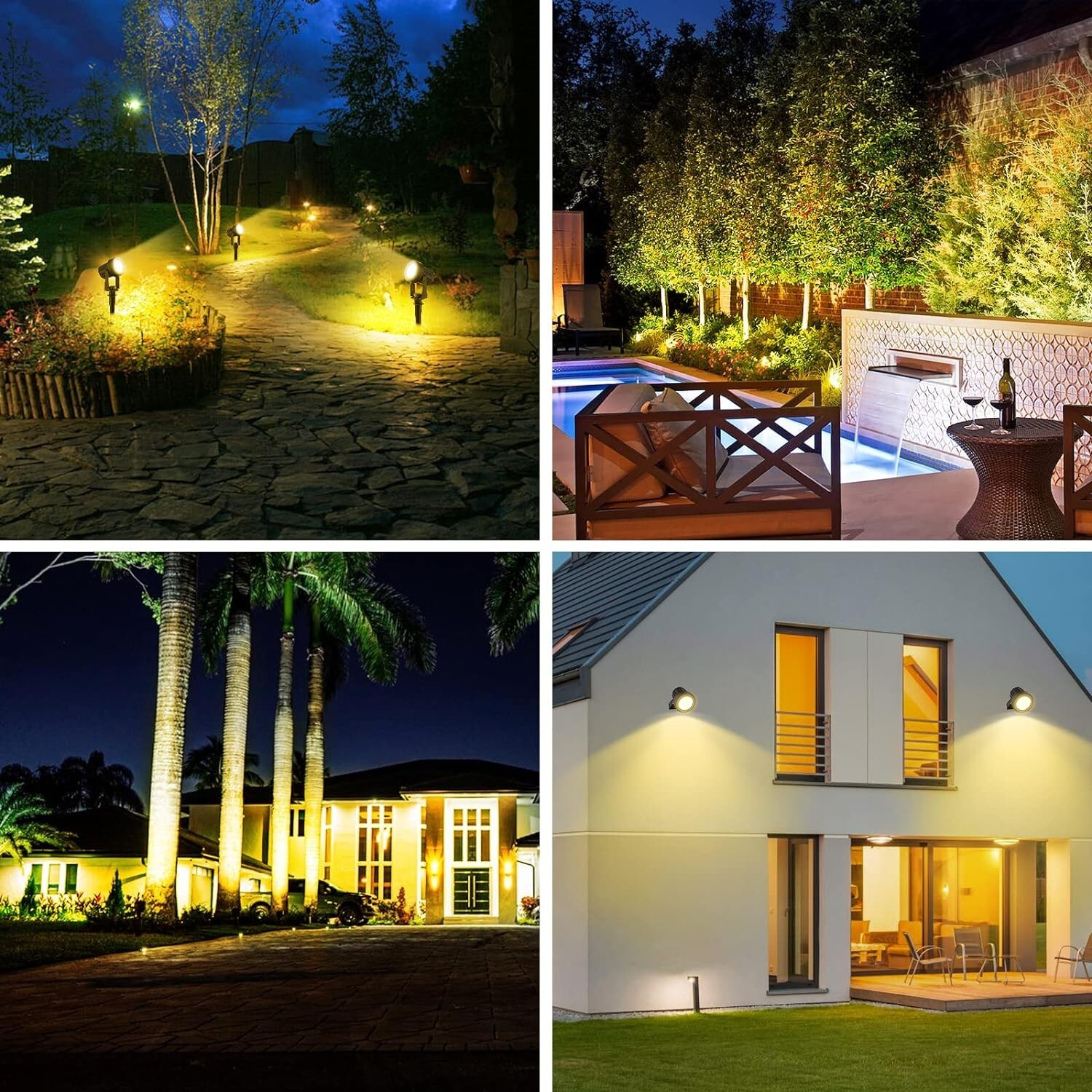T-SUN Solar Landscape Spotlights Garden Pathway Driveway Lights IP65 Warm White