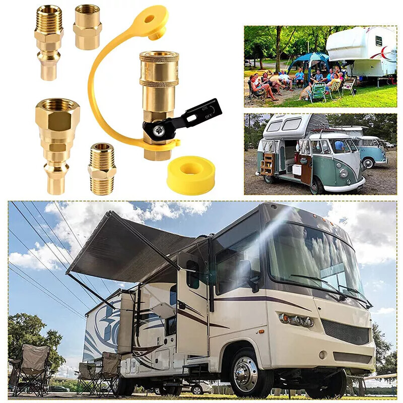 RV Quick Connect Fittings BBQ Grill Adapter 1/4″ NPT Propane Hose Adapter 5pcs