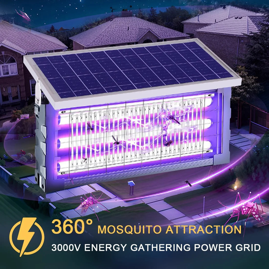 Solar Bug Zapper Outdoor, Mosquito Zapper Waterproof Electric Fly Zapper 4500V