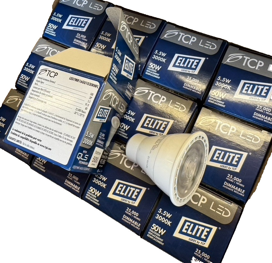 TCP ELITE LED 7 MR16 GU10 30KFL. 7W- 3000K New.