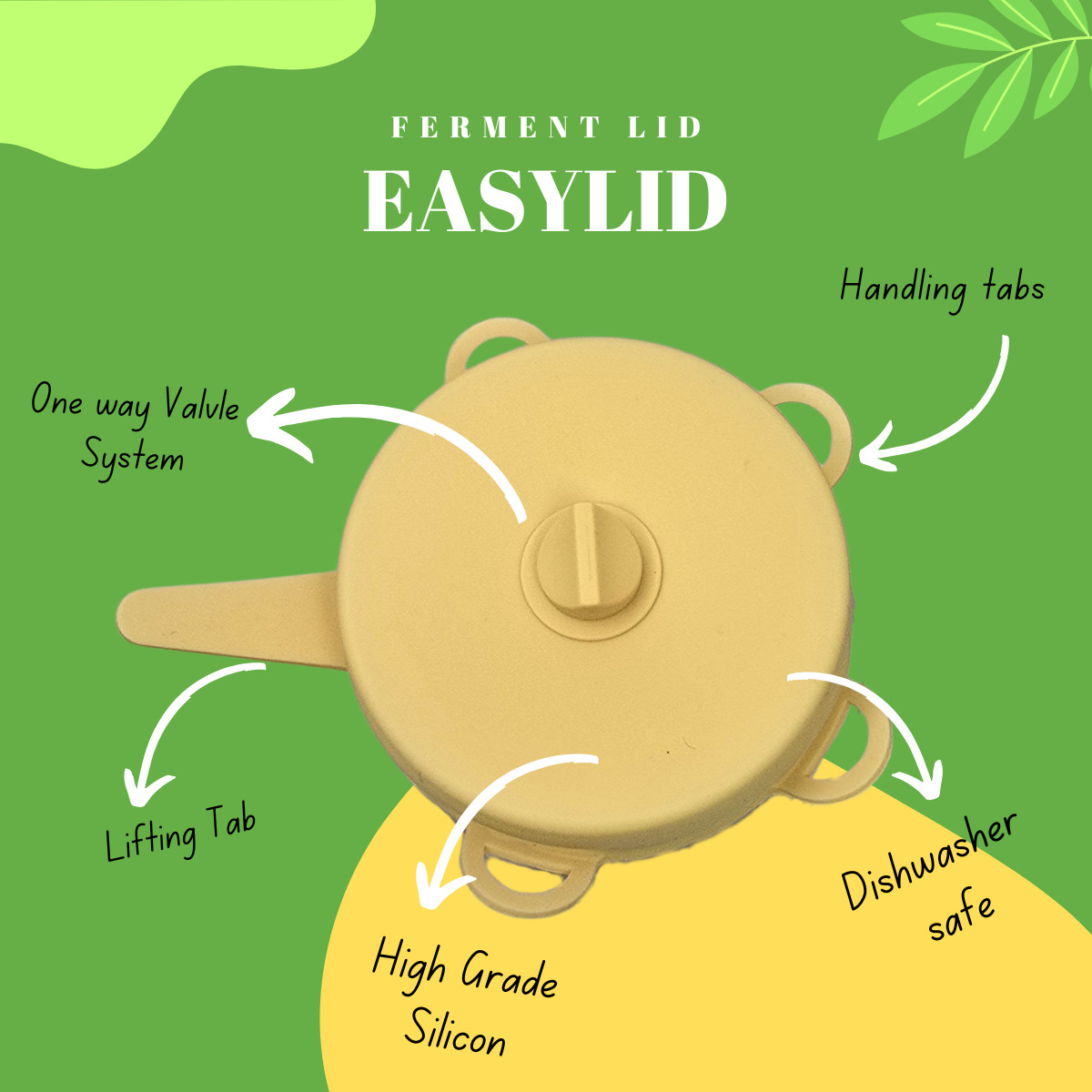 Fermentation Lids 4 EasyLid Airlock Pickle Pipes for 3″ Mason Jar Wide Mouth