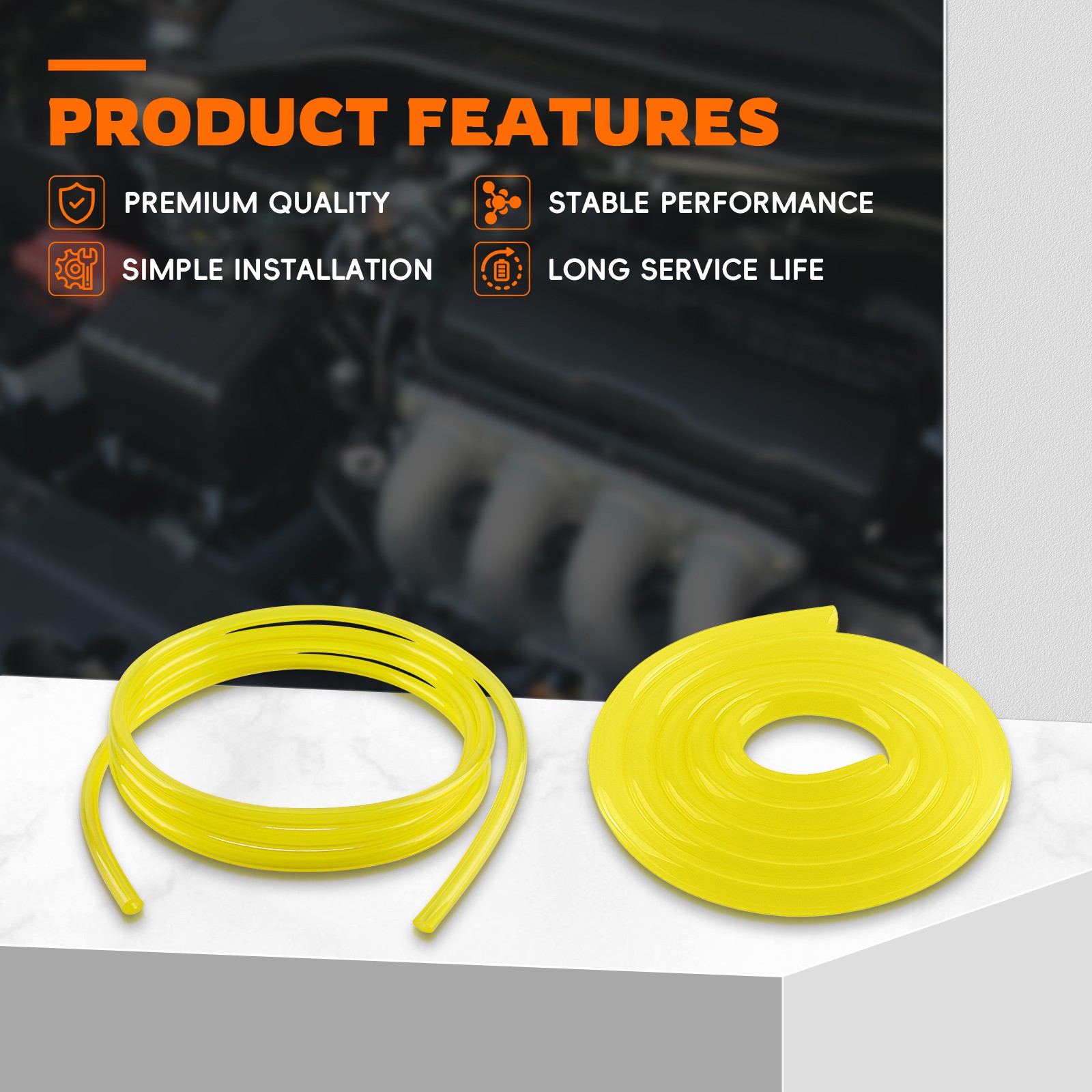 4 Sizes Gas Fuel Line Hose Yellow 32Ft Fuel Tube for 2 Cycle Small Engine