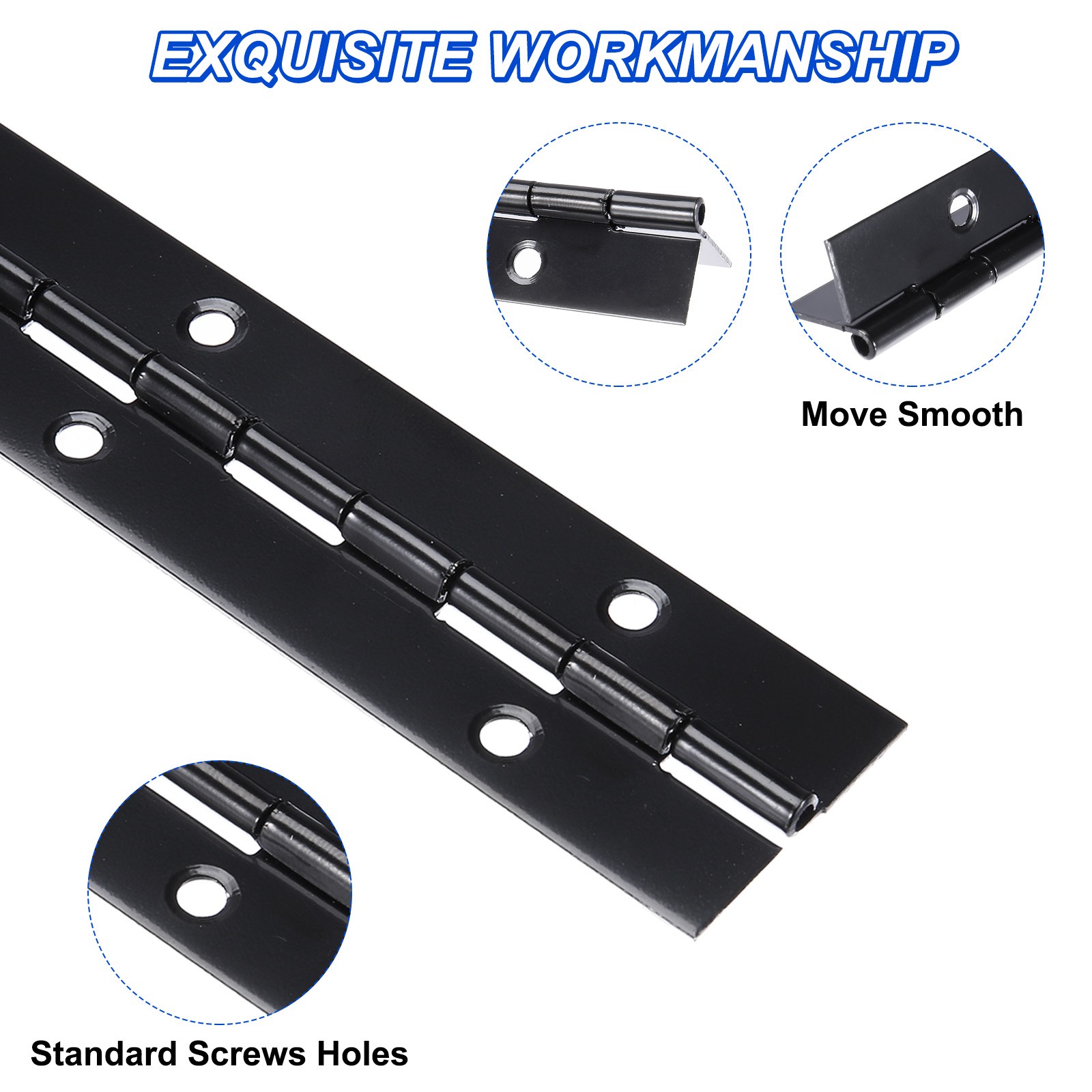 Black 30 x 1.2 Inch Stainless Steel Piano Hinge Continuous Hinge