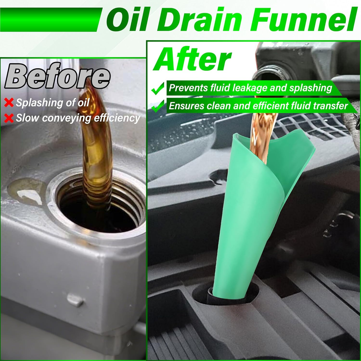 Flexible Oil Funnel, Reusable Flex Funnels for Automotive Use | 14.7 x 6.7 In…