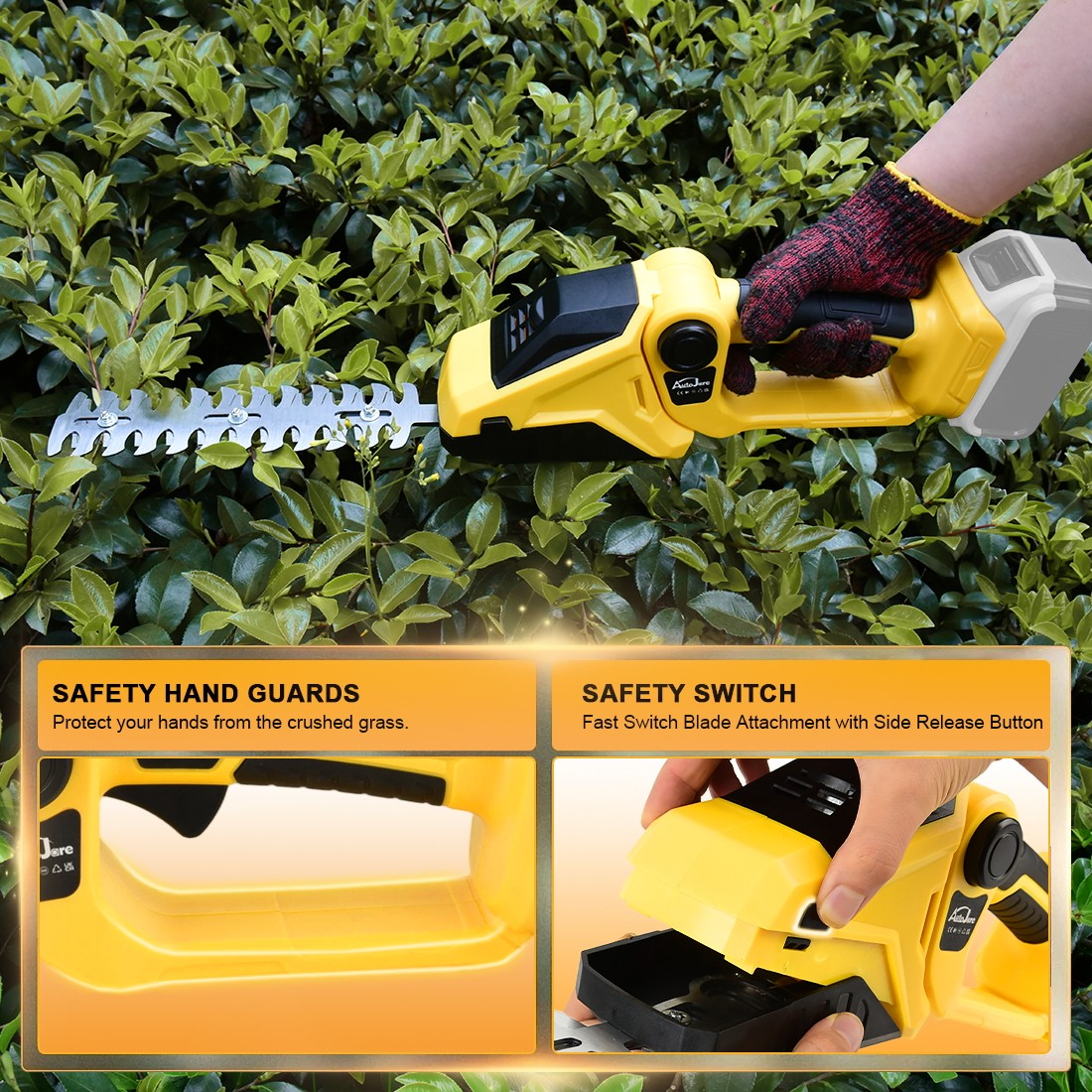 2-in-1 Cordless Hedge Shrubbery Trimmer Grass Shear For DeWALT 20V MAX Battery