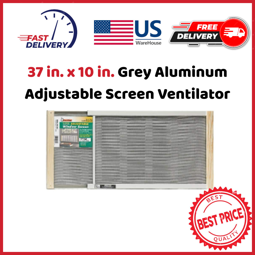 37 in. x 10 in. Grey Aluminum Adjustable Screen Ventilator