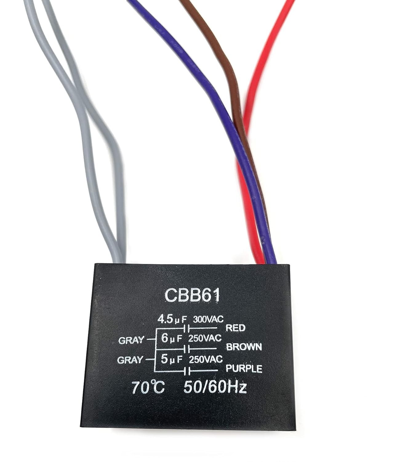 Durable 5-Wire Ceiling Fan Capacitor 4.5uf + 6uf + 5uf – 250V Replacement
