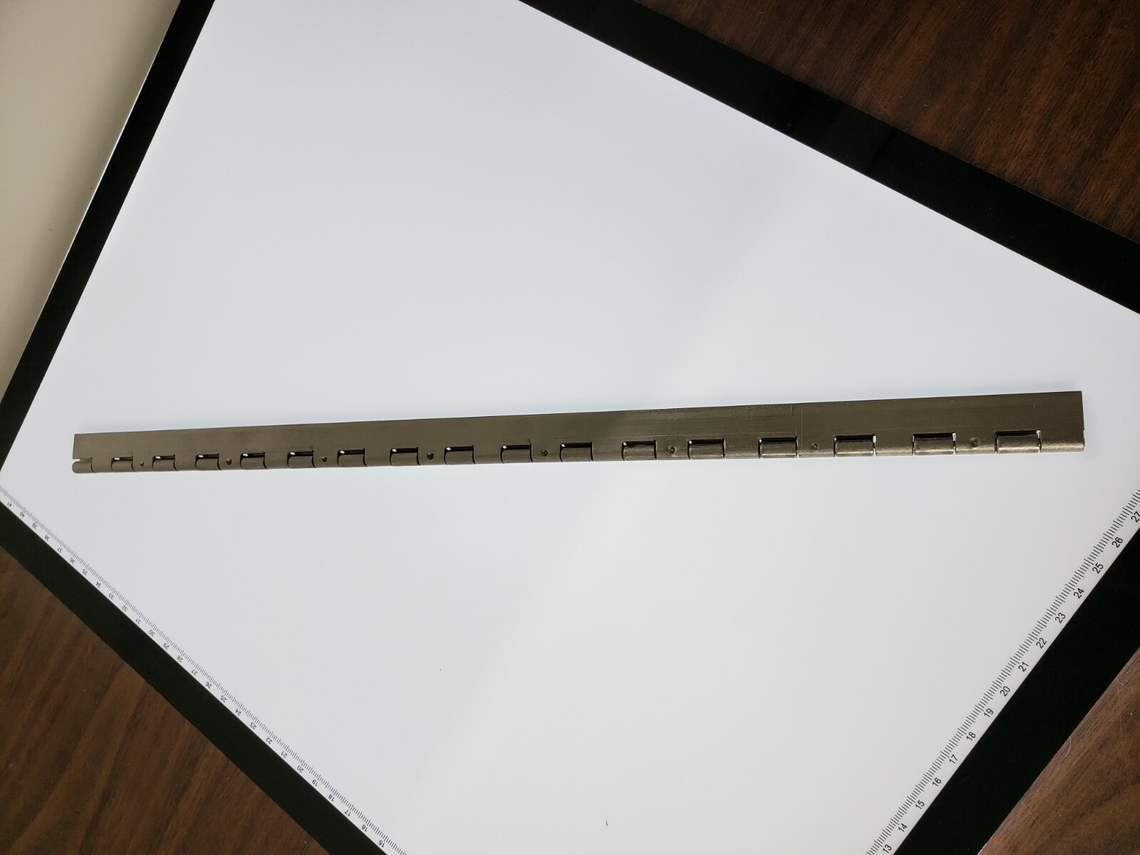 Aluminum Hinge (2 piece) Staked with Holes on one leaf 17″ long X 1.25″ wide