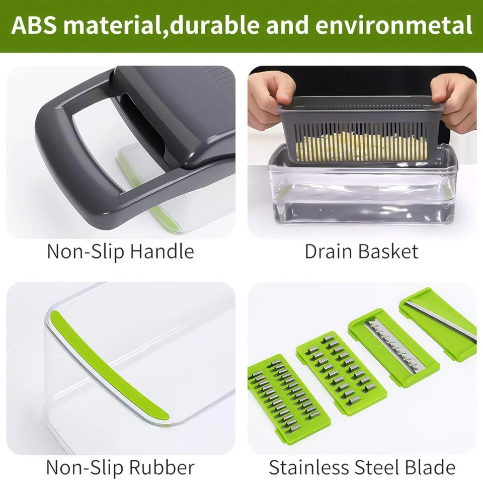 Multi Function 14 In 1 Vegetable Chopper Onion Dicer Fruit Cutter Kitchen Slicer