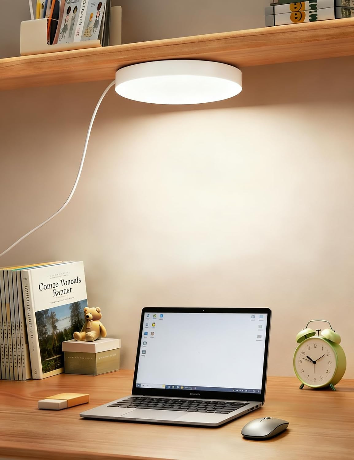 2-Pack 9.8 Inch Plug-In LED Ceiling Light with Switch,Built-In LED Source,White