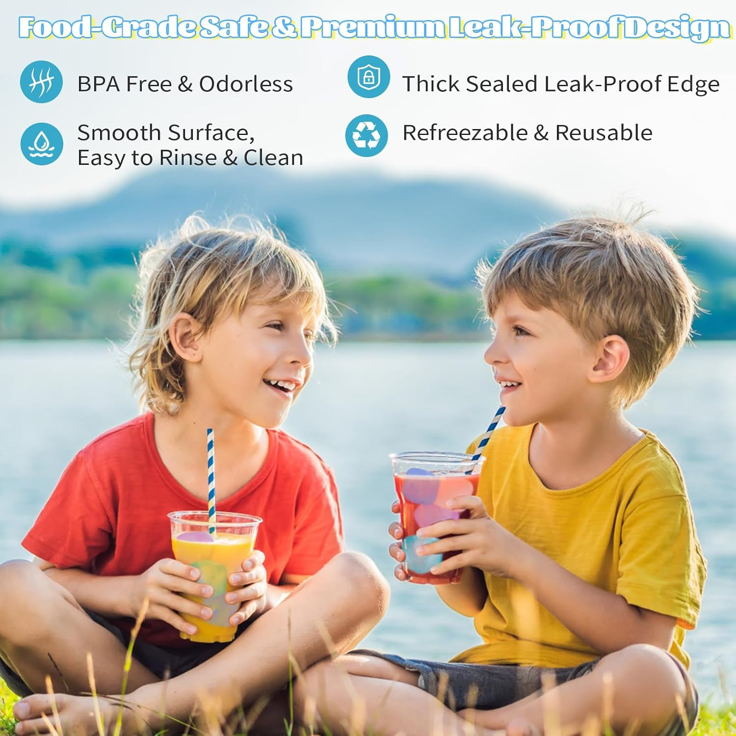 380 Pack Color-Changing Reusable Ice Cube, Plastic Ice Cubes for Drinks