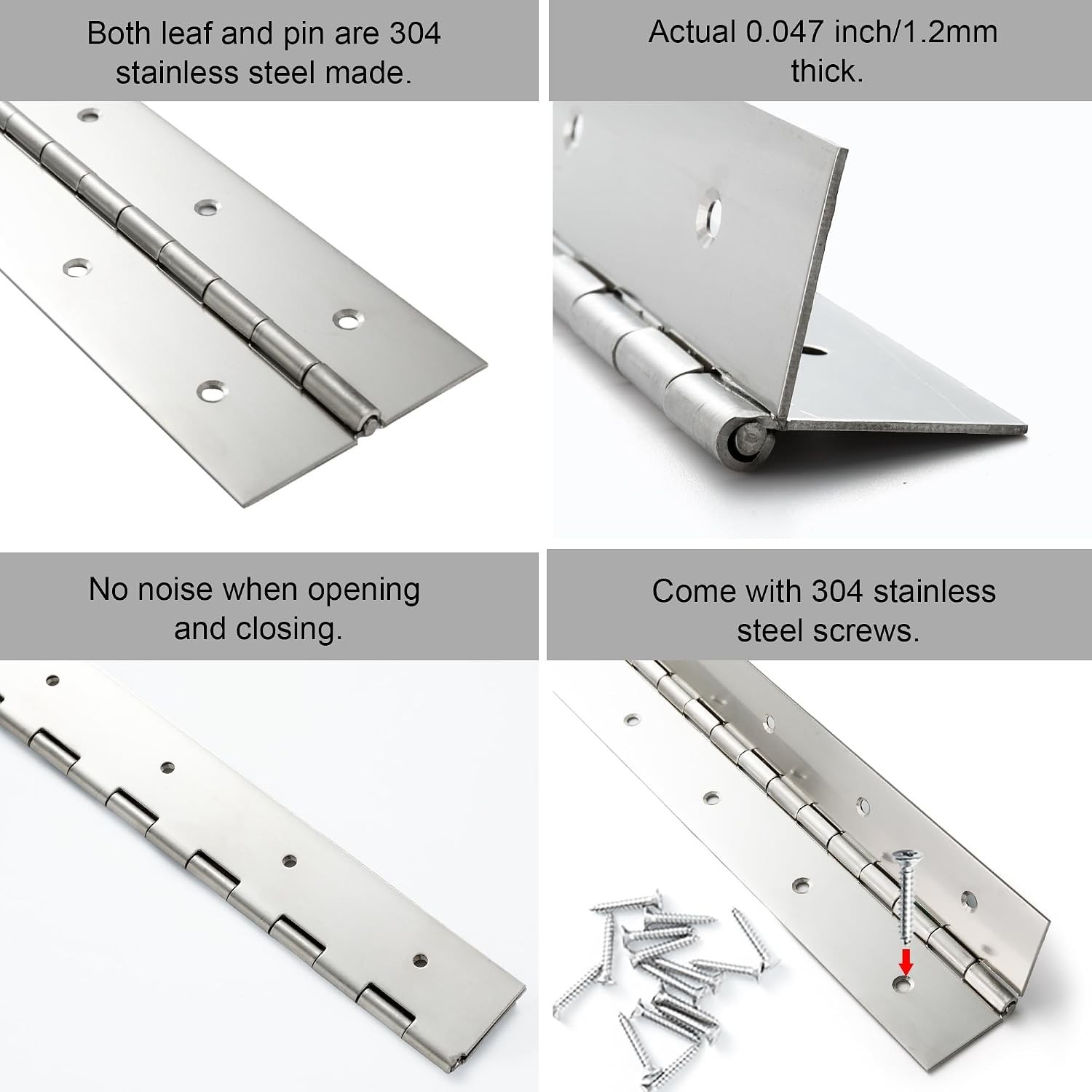 Silent & Smooth 36″ Continuous Hinge, Stainless Steel