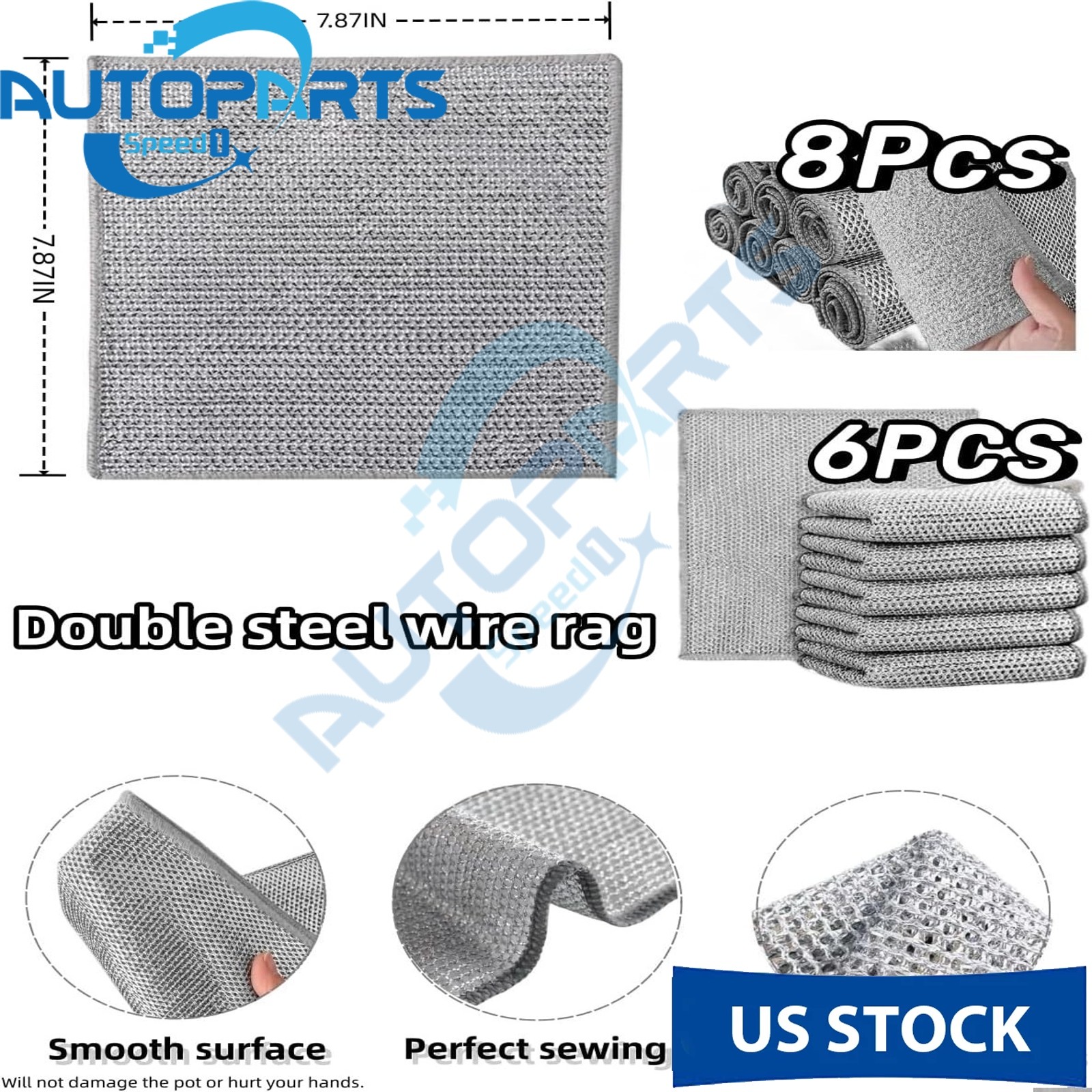 6 Pack Steel Wool Dishwashing Pads Multipurpose Mesh Dish Cloths Stainless Steel