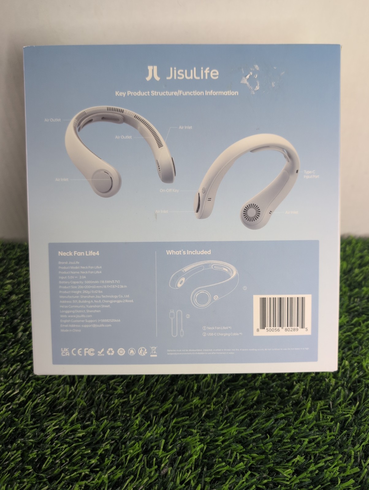 JISULIFE Portable Neck Fan Gray New