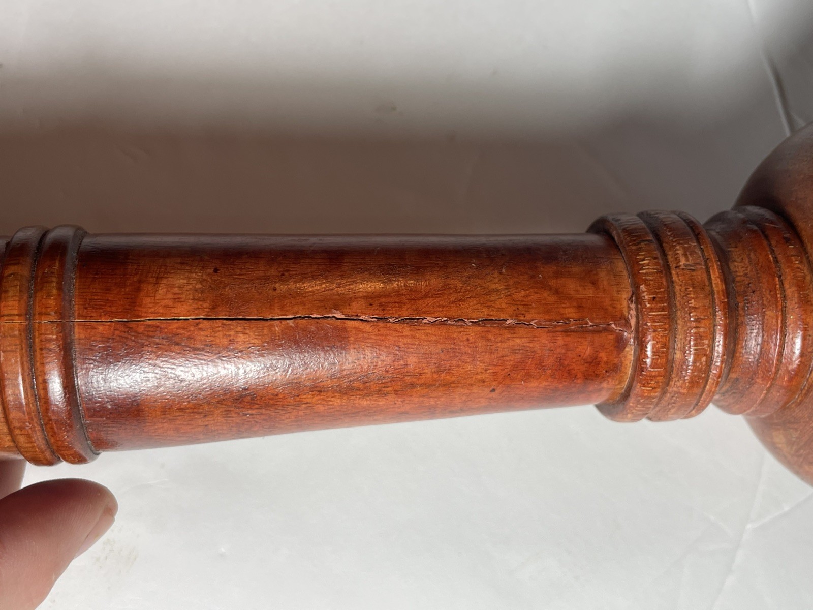 Wooden Pillar Candle Holder Thailand 8”