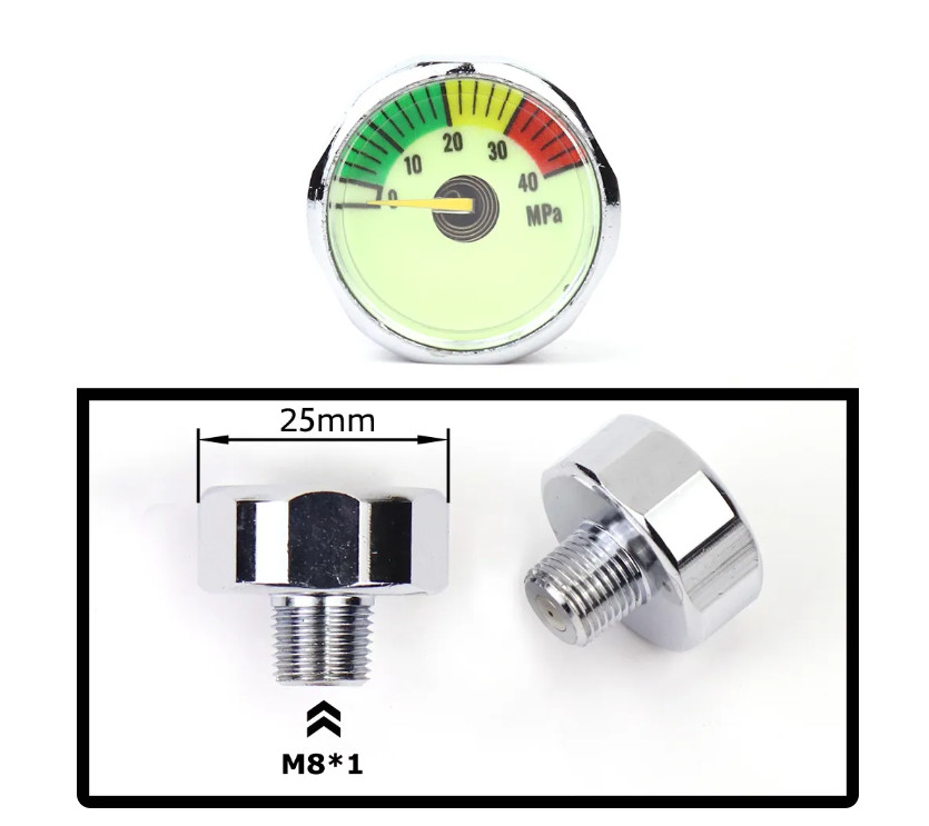PCP Air Mini Micro Pressure Gauge Manometre Manometer 1/8BSP(G1/8) 1/8NPT M10 M8