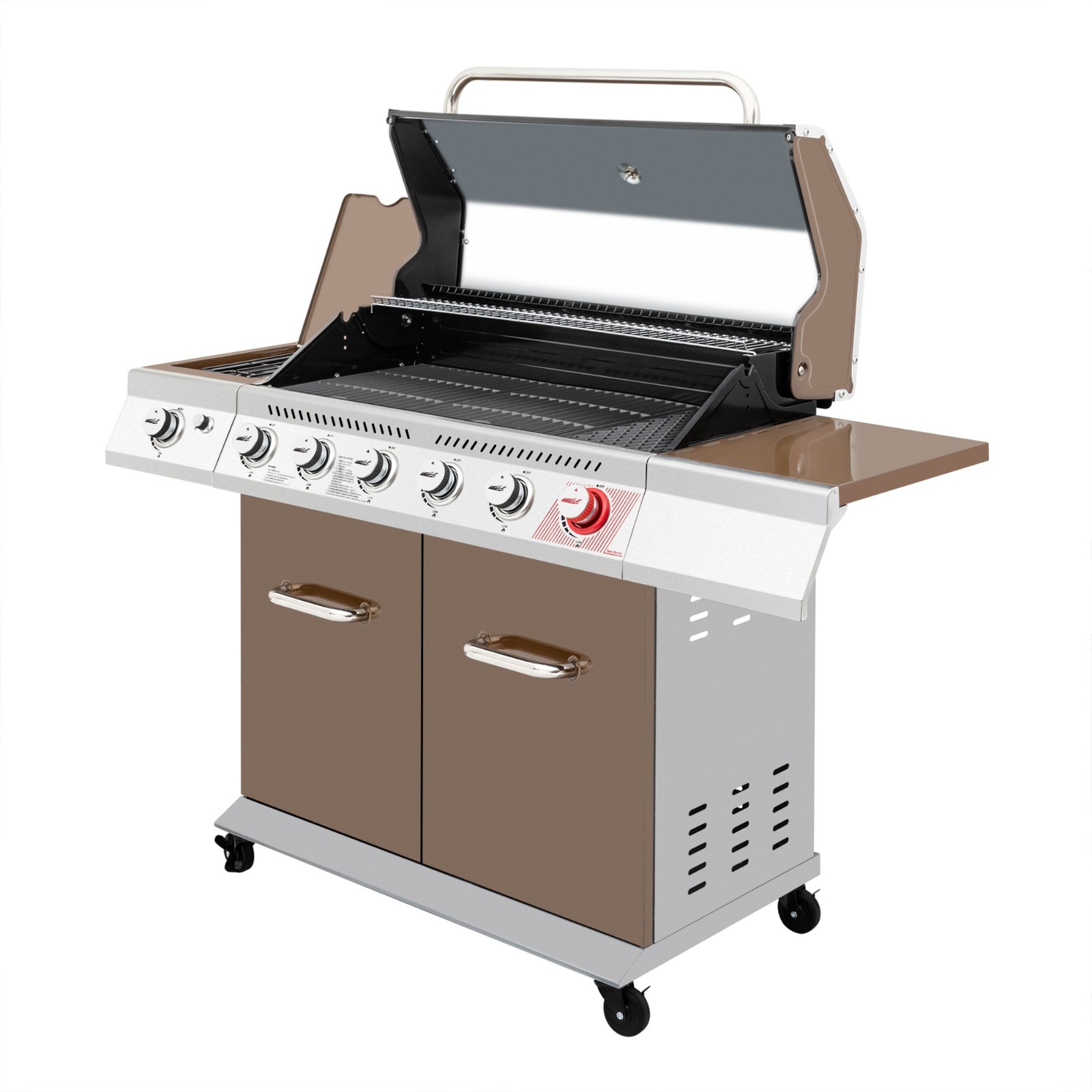 Royal Gourmet GA6402C 6-Burner BBQ Liquid Propane Gas Grill ,74,000 BTU, Coffee