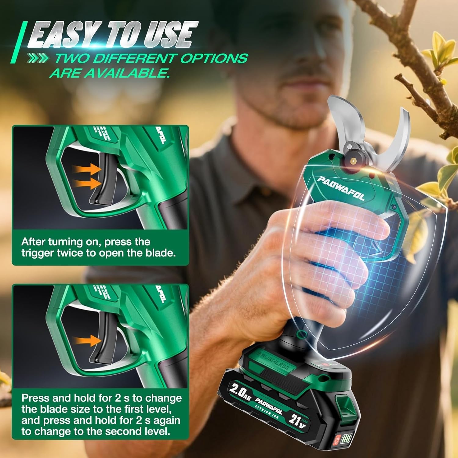 Lightweight 1.6 lbs Pruning Shears with Safety Feature – Perfect for All Users