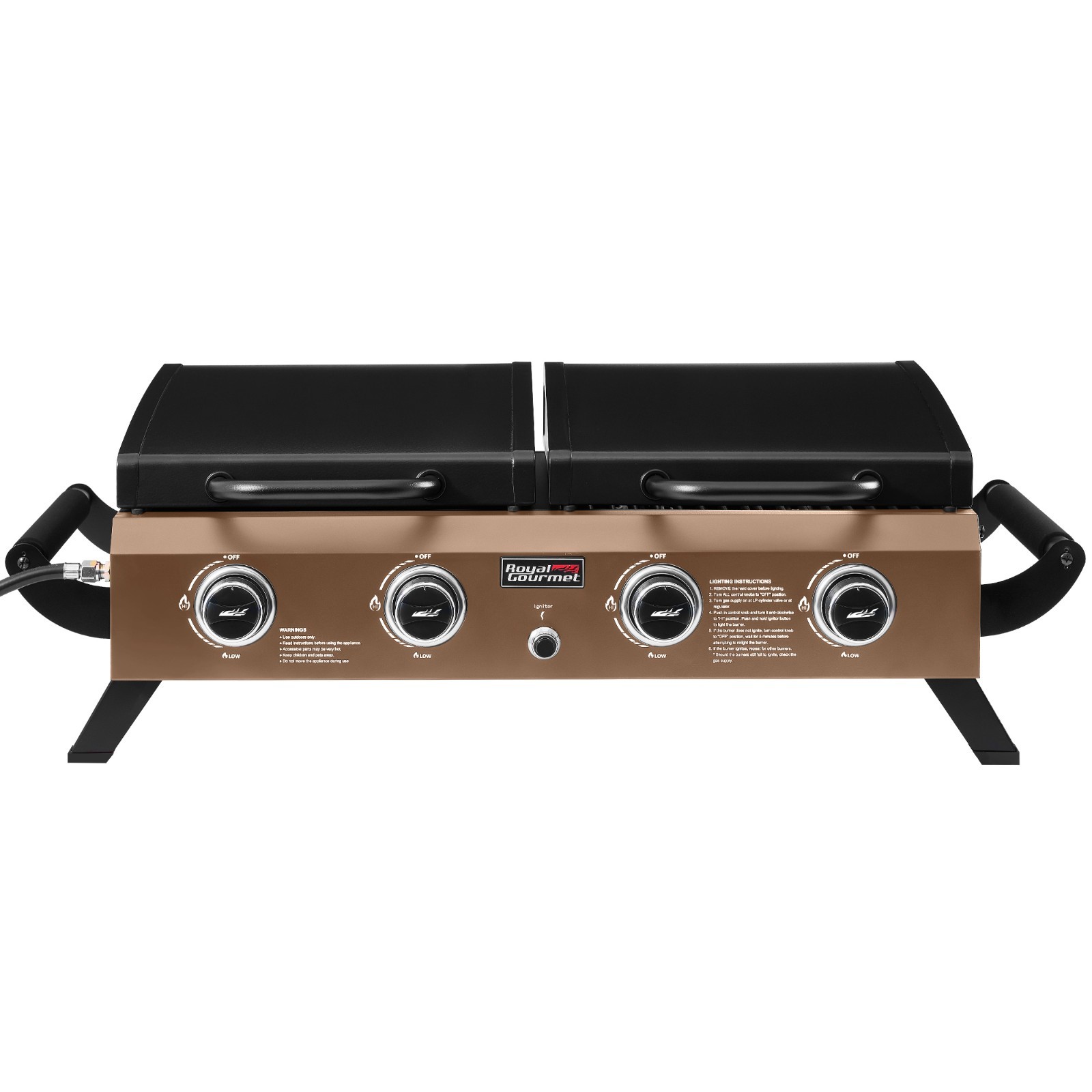 Royal Gourmet 4-Burner Portable Tabletop Grill & Griddle Combo with Hood