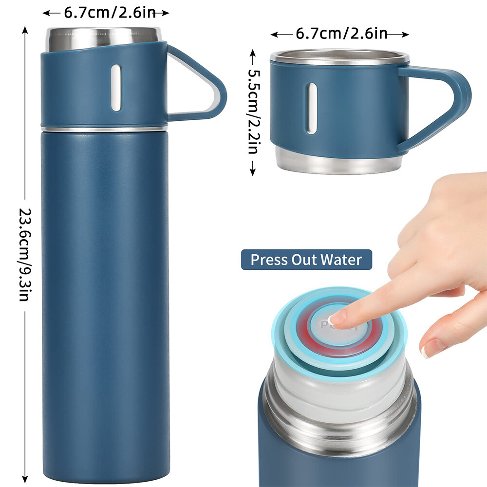 Steel Vacuum Insulated Bottle Gift Set Office Business Coffee Mug Thermos New