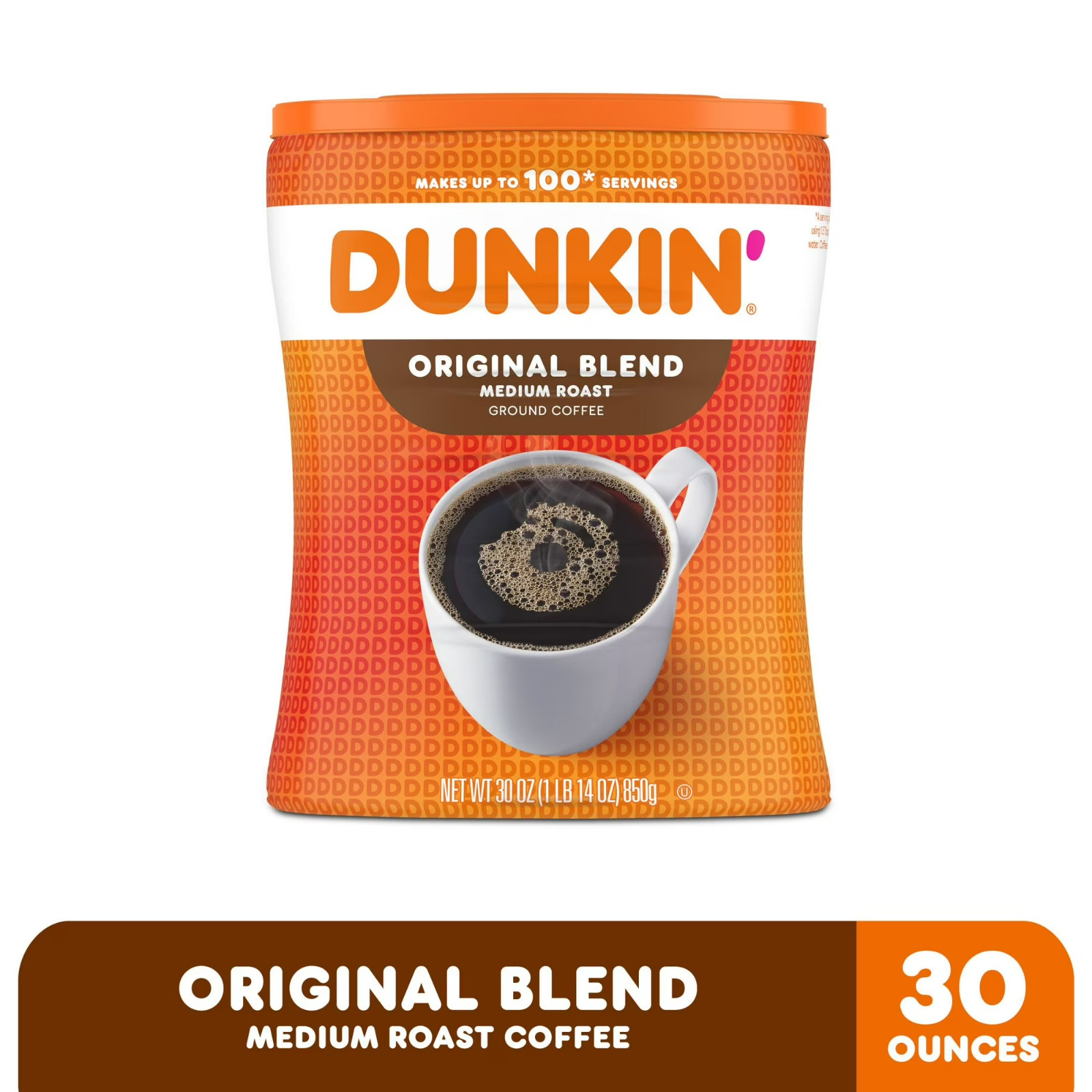 DUNKIN’ Original Blend Medium Roast Ground Coffee, 30 Ounce