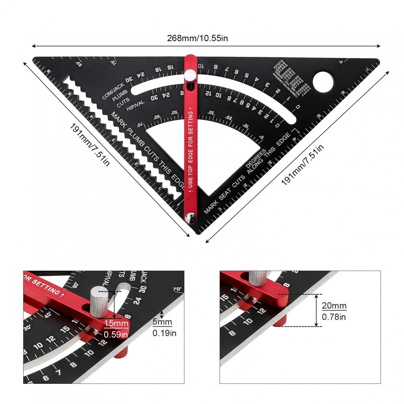 7″ Positioning Adjustable Angle Triangle Ruler Carpenter Square Woodworking Tool