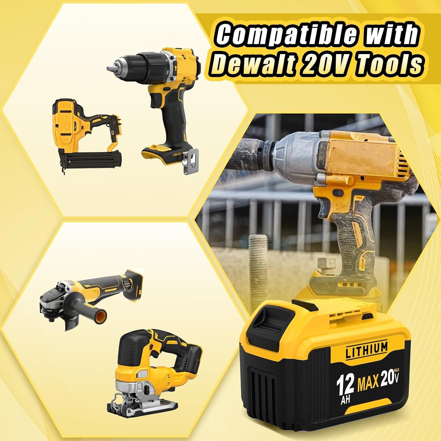 2Pack For DeWalt 20V 20 Volt Max XR 12.0AH Lithium Battery DCB206-2/Dual Charger