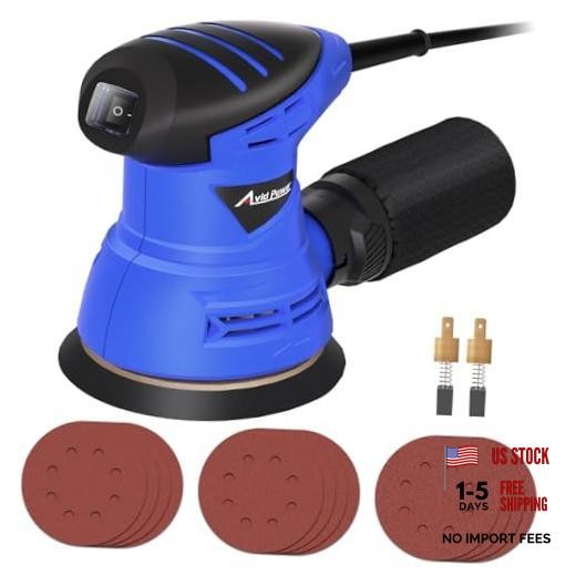 5” Random Orbital Sander Tool Palm Sander for Woodworking | Electric Blue