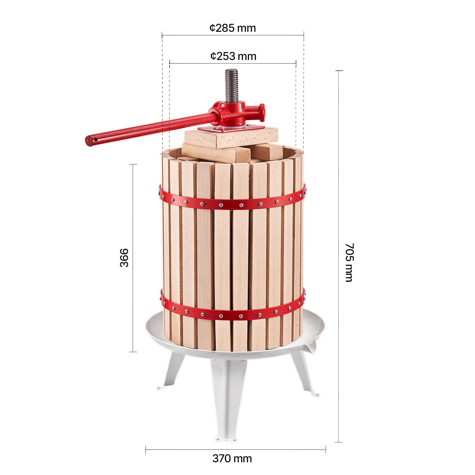4.75 Gal Fruit Wine Press, Solid Wood Basket with 8 Blocks, Manual Juice Maker